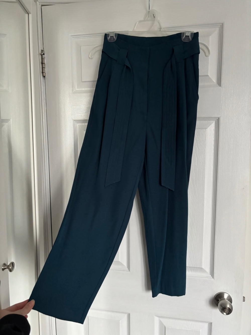 EUC Ever New dark green/teal cropped straight leg dress pant